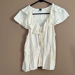 Old Navy Cream Ruffle Blouse